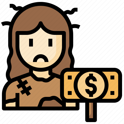 Beggar, poverty, homeless, woman, need, money icon - Download on Iconfinder