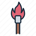 torch, traditional, fire, flame, primitive, prehistoric, branch, light