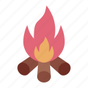 bonfire, fire, campfire, flame, firewood, travel, primitive, prehistoric