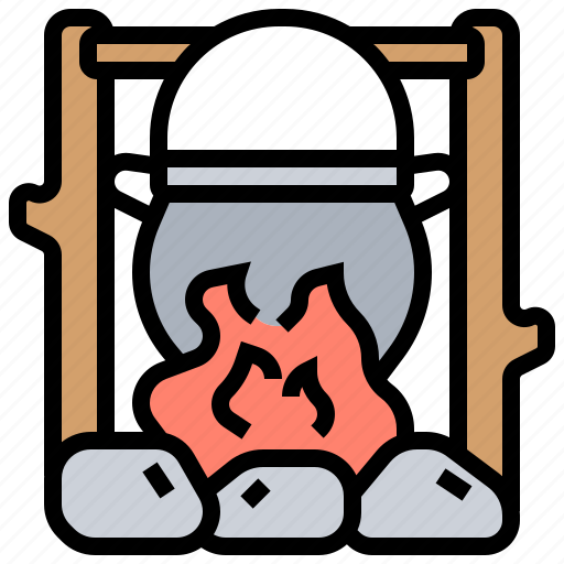 Campfire, cauldron, cooking, meal, pot icon - Download on Iconfinder