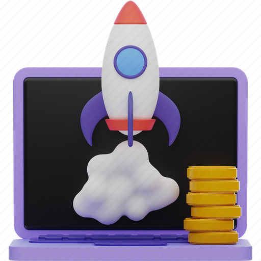 Finance, money, boost, computer 3D illustration - Download on Iconfinder