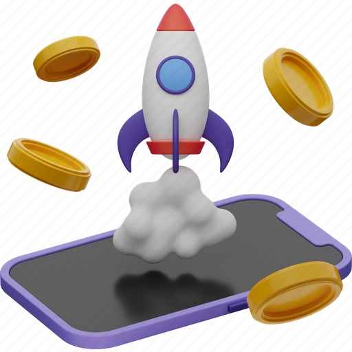 Finance, phone, coin, boost 3D illustration - Download on Iconfinder