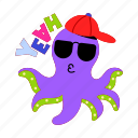 octopus emoji, octopus face, sea creature, smiley octopus, aquatic animal