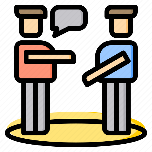 Board, discussion, message, professional, standing, talk, teamwork icon - Download on Iconfinder
