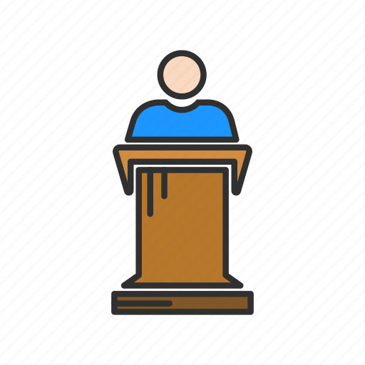 Conference, male speaker, pulpit, speech icon - Download on Iconfinder