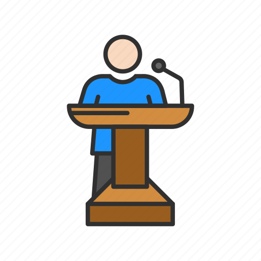 Conference, male speaker, platform, speech icon - Download on Iconfinder