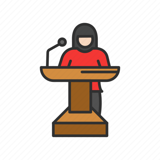 Conference, speech, female speaker, presentation icon - Download on Iconfinder