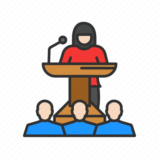 Conference, female speaker, speech, presentation icon - Download on Iconfinder