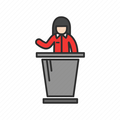 Conference, female speaker, speech, teacher icon - Download on Iconfinder