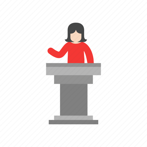 Conference, female speaker, presentation, pulpit icon - Download on Iconfinder