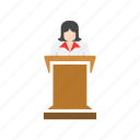 conference, female speaker, meeting, presentation