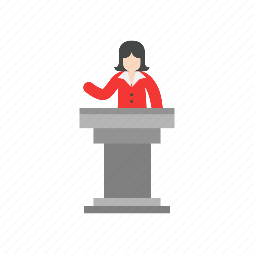 Conference, female speaker, presentation, pulpit icon - Download on Iconfinder