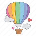 hot air balloon, fly, rainbow, love