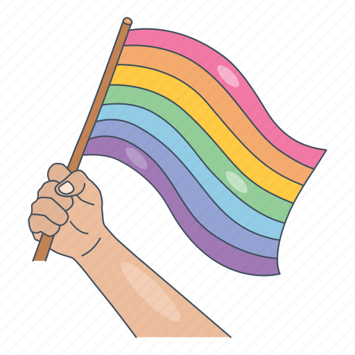 Pride, hand, rainbow flag, lgbt, pride month, pride parade sticker - Download on Iconfinder