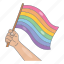 pride, hand, rainbow flag, lgbt, pride month, pride parade 