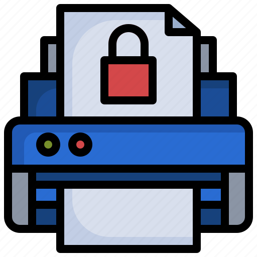 Lock, printer, paper, technology, key icon - Download on Iconfinder