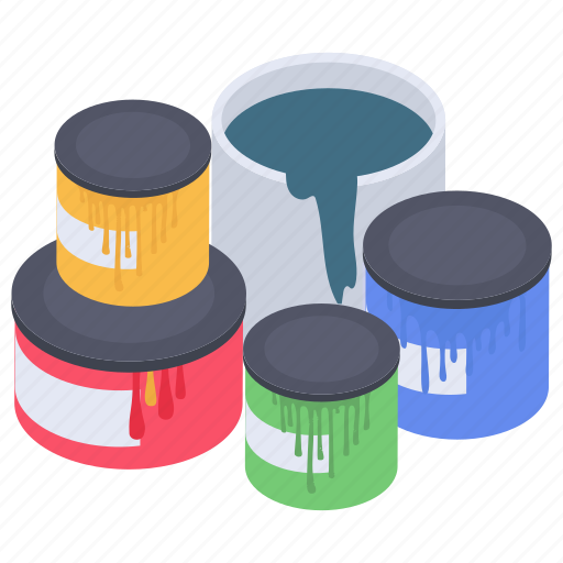 Bucket colors, dye colors, paint colors, paint jars, poster colors, stain colors icon - Download on Iconfinder