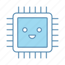 chip, cpu, microchip, microcircuit, microprocessor, processor, smiling