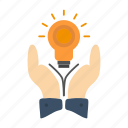 bulb, business, hand, idea, marketing, solution