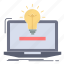 bulb, idea, laptop, solution 