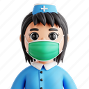 nurse, 3d icon, 3d render, 3d illustration, profession, professional, occupation, job 