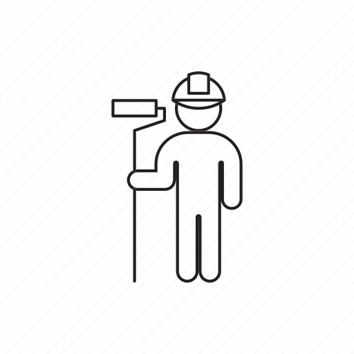 Helmet, house-painter, paint roller, person, professions icon - Download on Iconfinder
