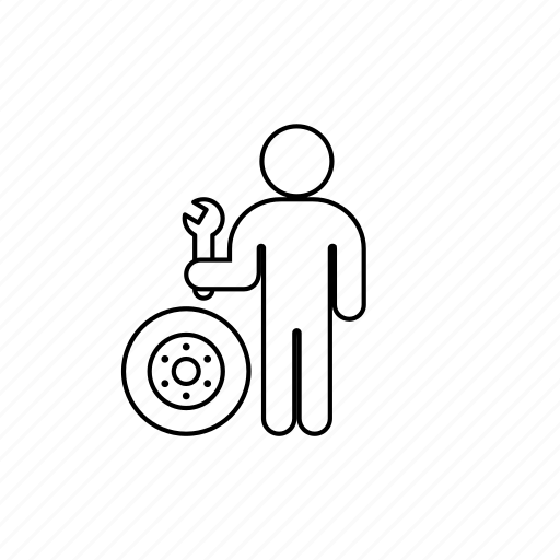 Mechanic, person, professions, wheel, wrench icon - Download on Iconfinder