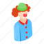 character, circus, clown, face, happy, human, isometric 