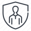 badge, shield, profile, user, account, person