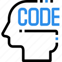 code, coding, head, human, idea, thinking