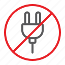 attention, forbidden, no, plug, prohibited, sign, zone 
