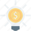 bulb, business idea, dollar, idea, innovation 