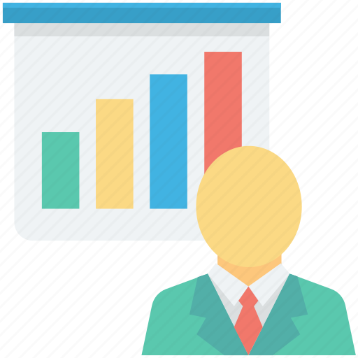 Bar chart, businessman, economist, graph presentation, presentation icon - Download on Iconfinder