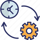 timer with cogwheel, time settings, planning, productivity, save money