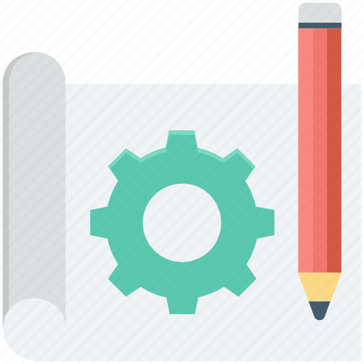 Blueprint, cog, drafting, drawing, pencil icon - Download on Iconfinder
