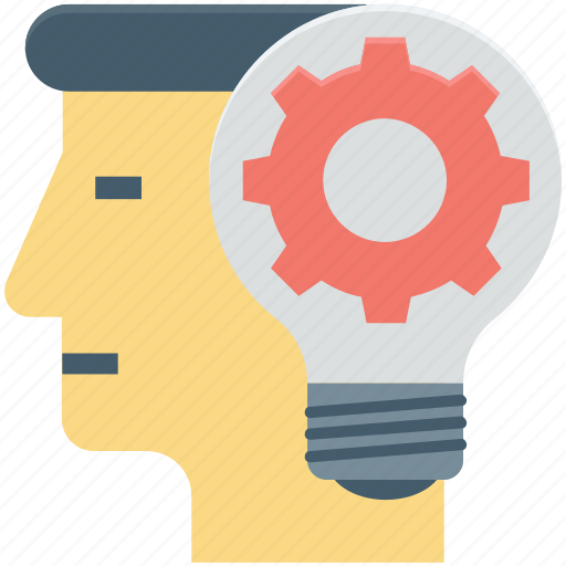 Brainstorming, bulb, cog, human head, idea in mind, thinking icon - Download on Iconfinder