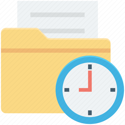 Clock, file folder, folder, schedule, timetable icon - Download on Iconfinder