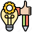 creative, idea, innovation, lightbulb, pencil 
