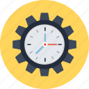 business organization, gear clock, mechanism emblem, production, work schedule