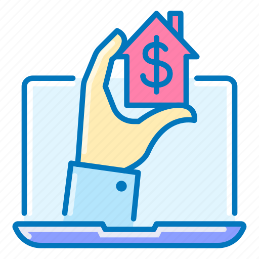Mortgage, lender, software, laptop, hand icon - Download on Iconfinder