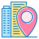 real, estate, manufacturer, location, navigation, pin, city, buildings