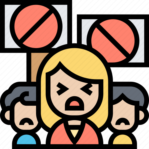 Angry, placard, outraged, ban, protester icon - Download on Iconfinder