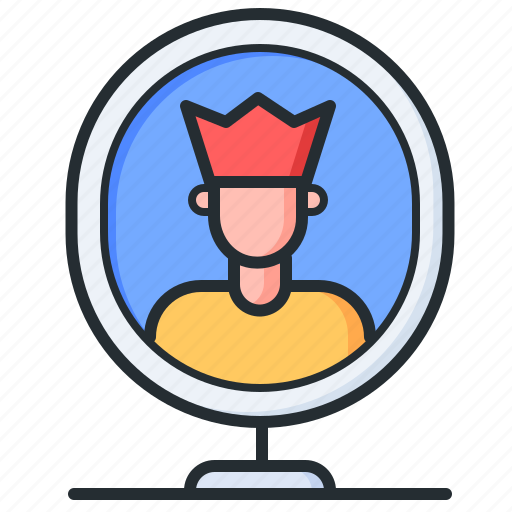 Narcissism, egomania, king, mirror icon - Download on Iconfinder