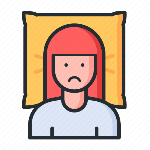 Insomnia, girl, pillow, sleep disorder icon - Download on Iconfinder
