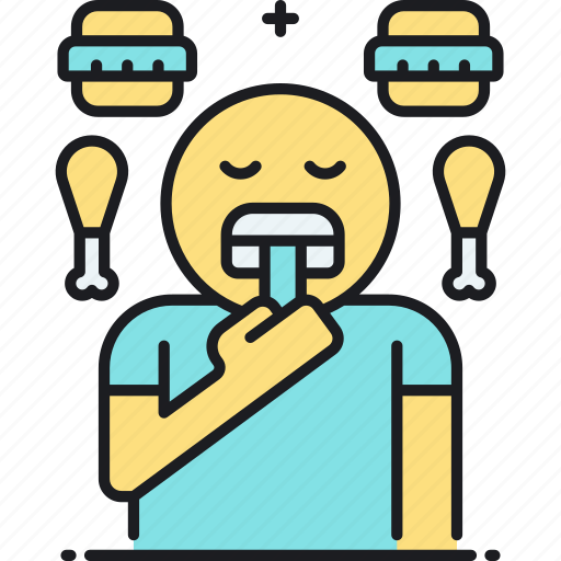 Binge eating, chicken drumstick, eating, eating disorder, food, hamburger icon - Download on Iconfinder
