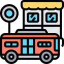 transportation, public, bus, stop, service