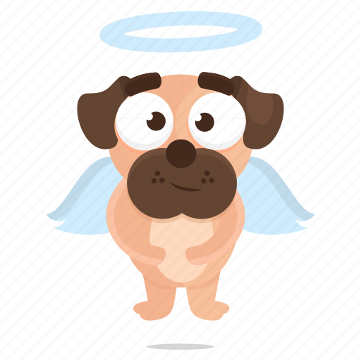 Angel, dog, emoji, emoticon, pug, sticker icon - Download on Iconfinder