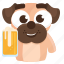 beer, dog, drink, emoji, emoticon, pug, sticker 