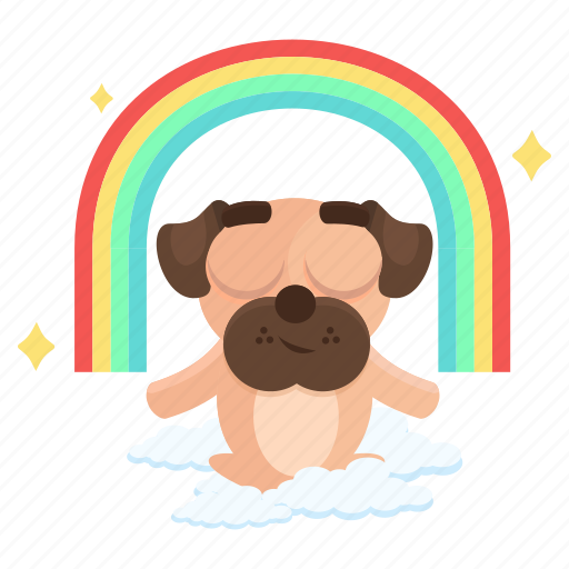 Dog, emoji, emoticon, meditation, pug, rainbow, sticker icon - Download on Iconfinder