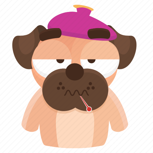 Dog, emoji, emoticon, pug, sick, sticker icon - Download on Iconfinder